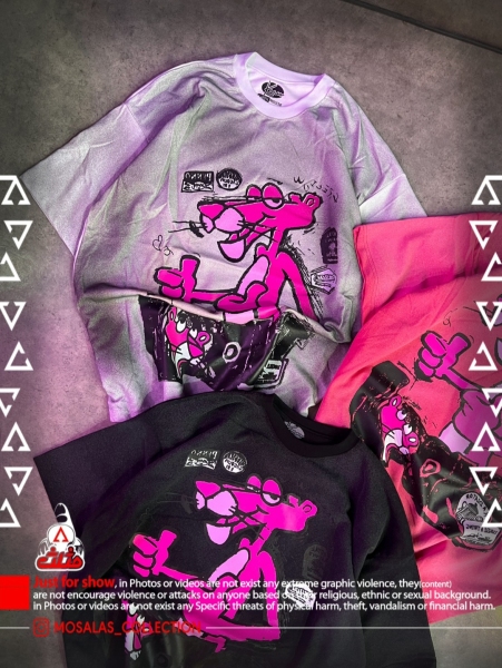 تیشرت پلنگ صورتی گرم بالا سفید