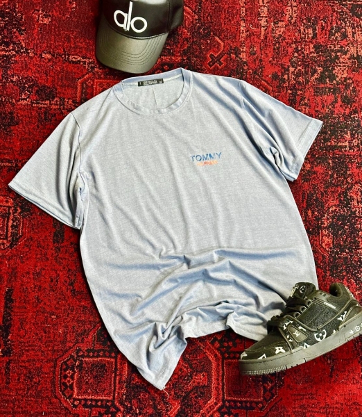 تیشرت آستین کوتاه حراجی TOMMY طوسی