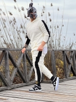 ست حراجی هودی و اسلش حراجی تدی سفید مشکی