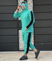 ست حراجی هودی و اسلش تدی فیروزه ای مشکی