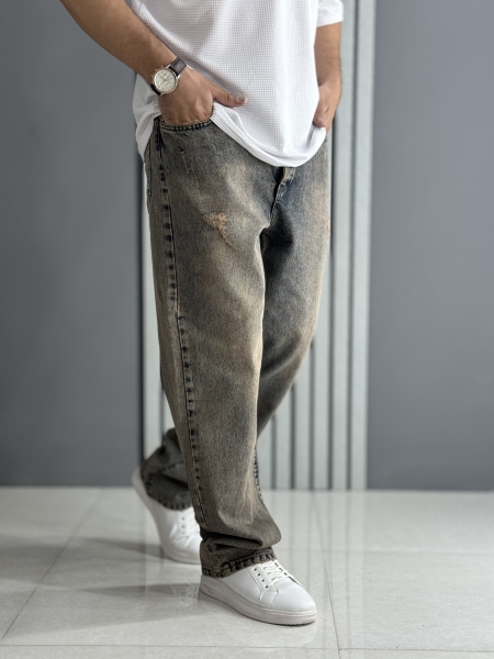 شلوار جین بگ آبی گازوئیلی ( قد 112سانت )