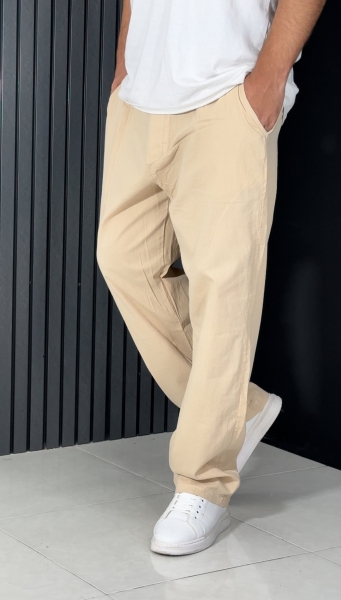 شلوار استرایت لینن مردانه کرمی