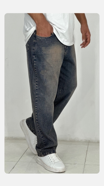 شلوار جین بگ مردانه آبی تیره گازوئیلی