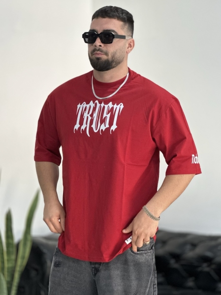 تیشرت پنبه TRUST زرشکی