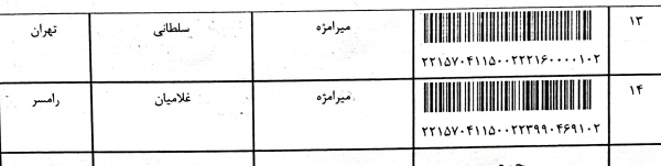 رسید مرسولات پستی ارسال شده