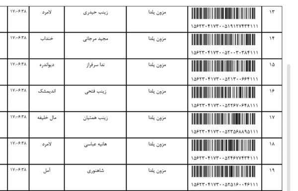 رسید مرسولات پستی ارسال شده
